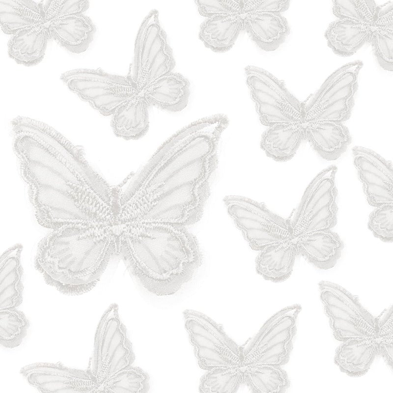 PT'SON 20PCS White Butterfly Lace Trim, Double Layers Organza Butterfly Fabric Embroidery, Butterfly Sewing Craft Decorative for DIY, Hair, Dress, Hat - Image 1